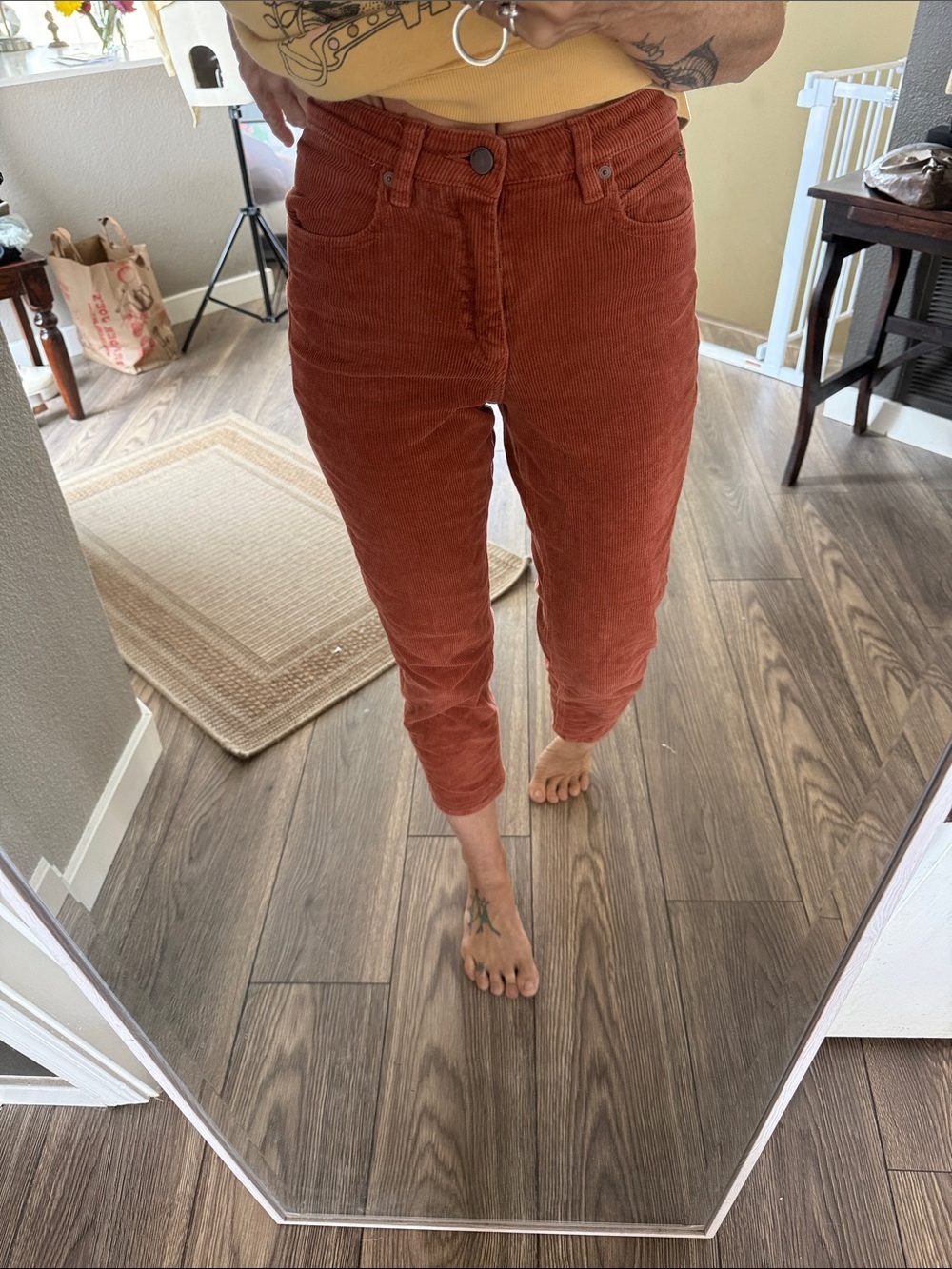 Volcom Rust Corduroy High-Rise Ankle Pants